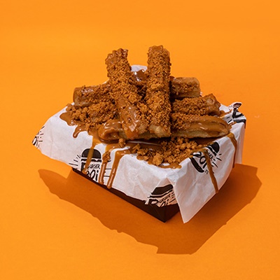 Caramelised Biscuit Crumb Churros (V)